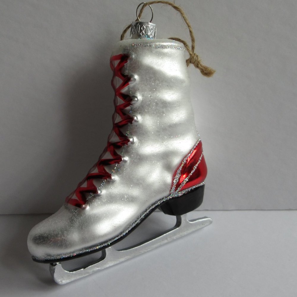 Pottery Barn Ice Skate Christmas Tree Ornament Glass Decoration